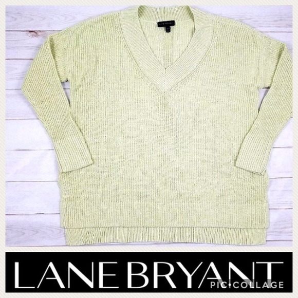 Lane Bryant Thick Knit V-Neck Sweater NWT 2X Green - Picture 1 of 7